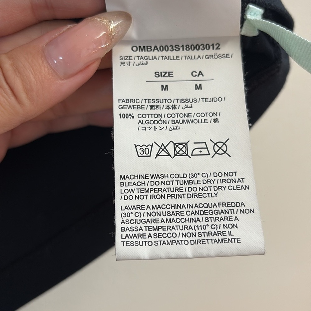 Off-White Black Cotton Crop T-shirt Top size M - Picture 6 of 7